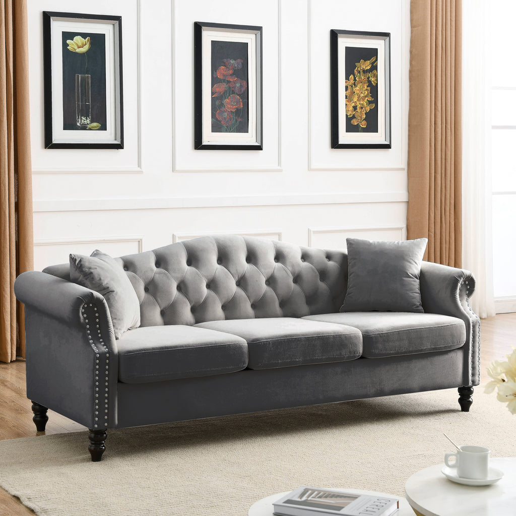 3-seater + 3-seater Combination sofa.Grey Velvet W834S00064