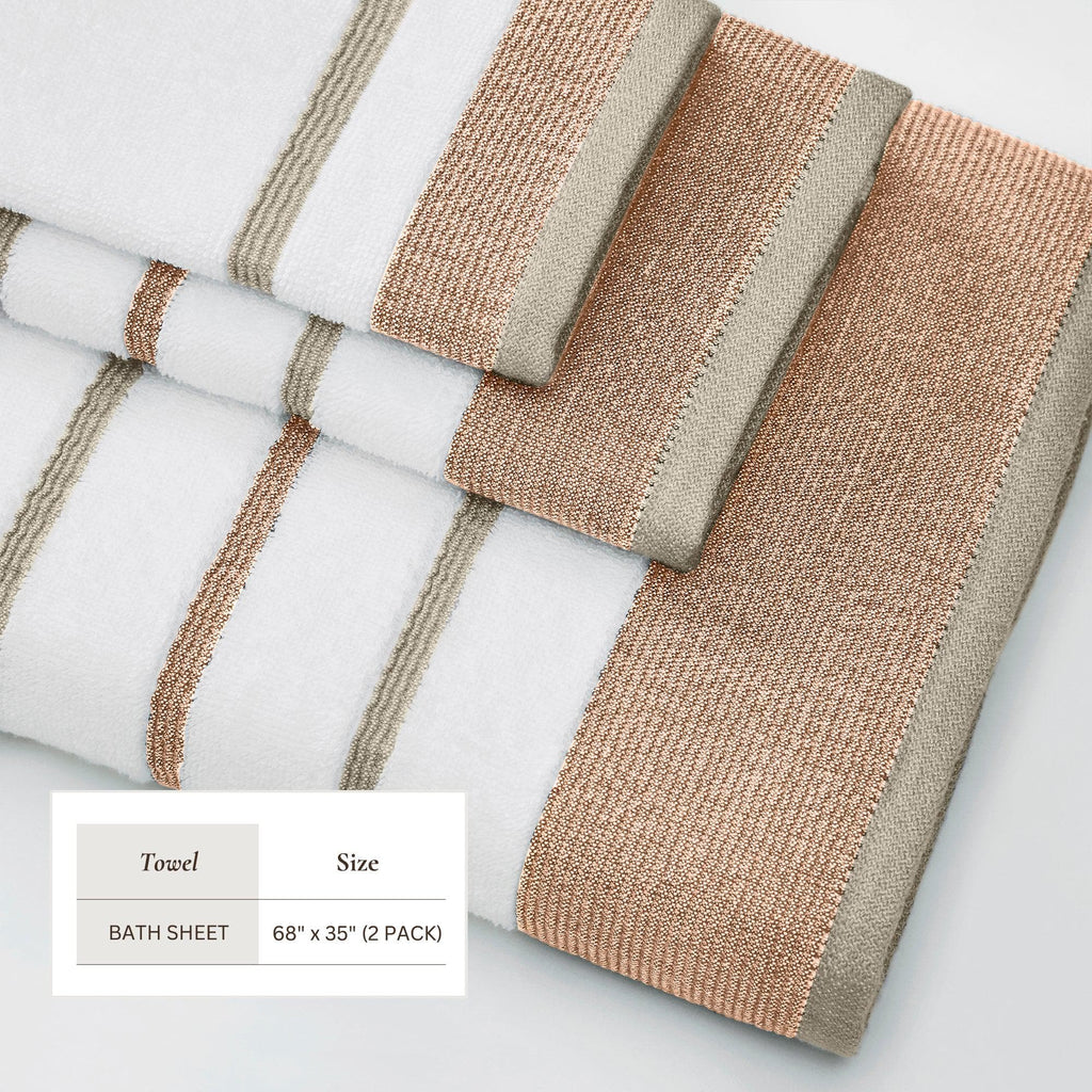Decorative Cotton Stripe Bath Towel Set - Noelle Collection