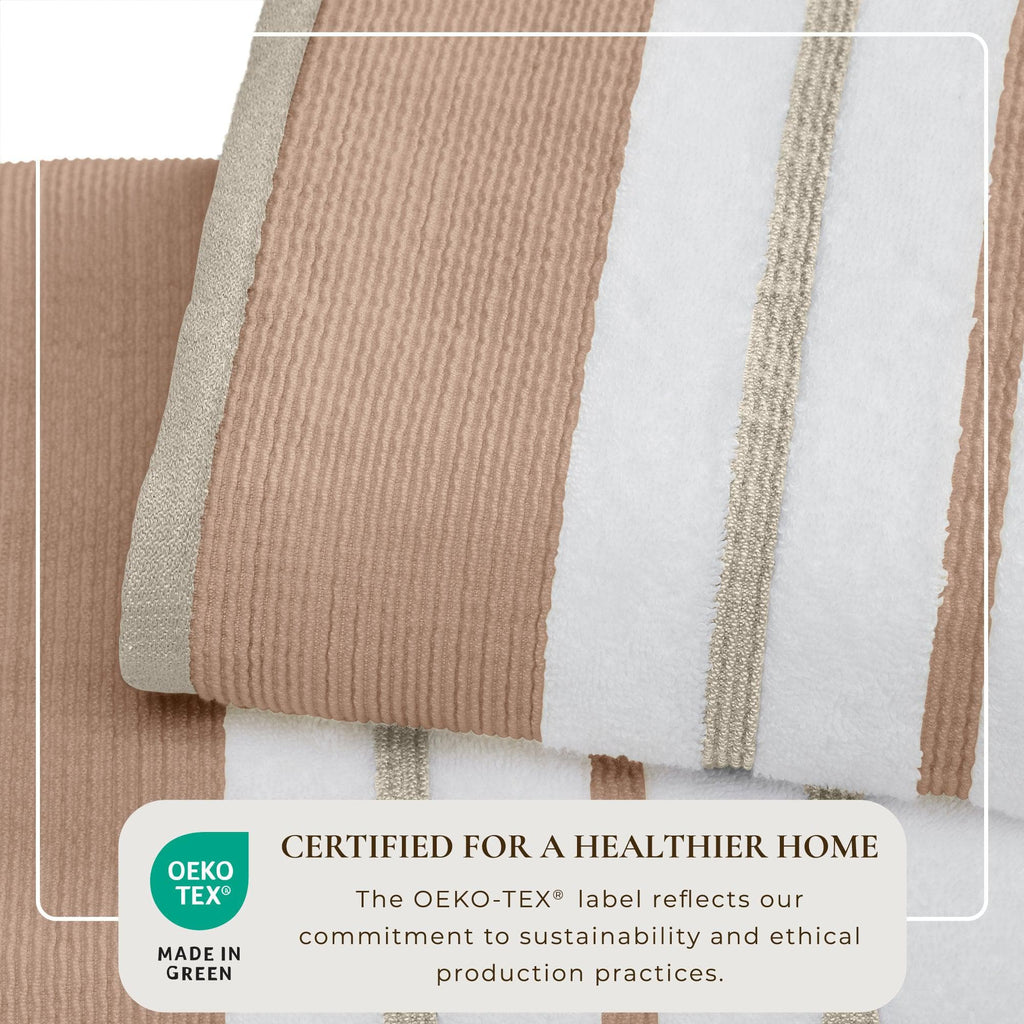 Decorative Cotton Stripe Bath Towel Set - Noelle Collection