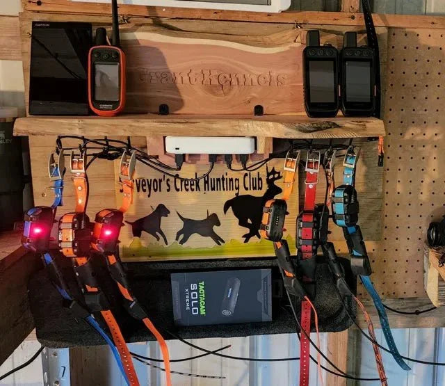 GPS dog collar charging station (Engraved wood sign)