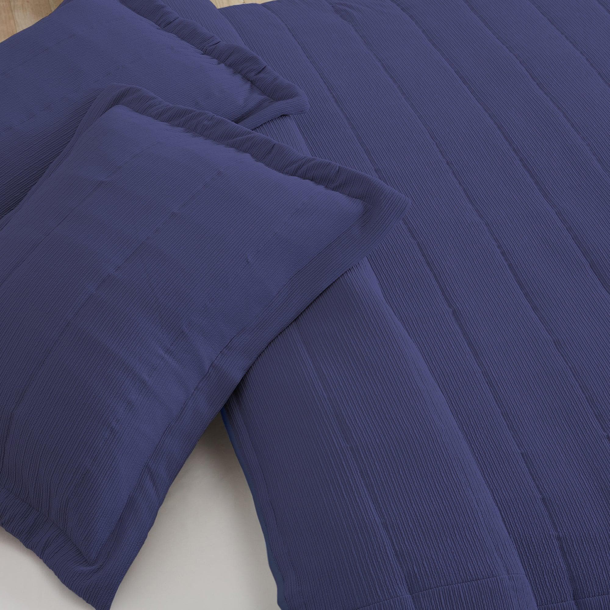 3 Piece Textured Striped Quilt Set - Ellie Collection