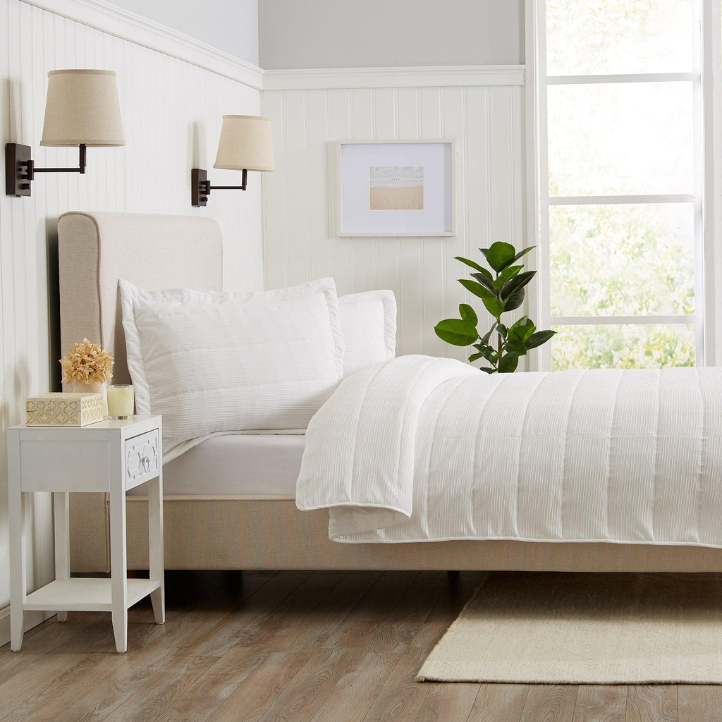 3 Piece Textured Striped Quilt Set - Ellie Collection