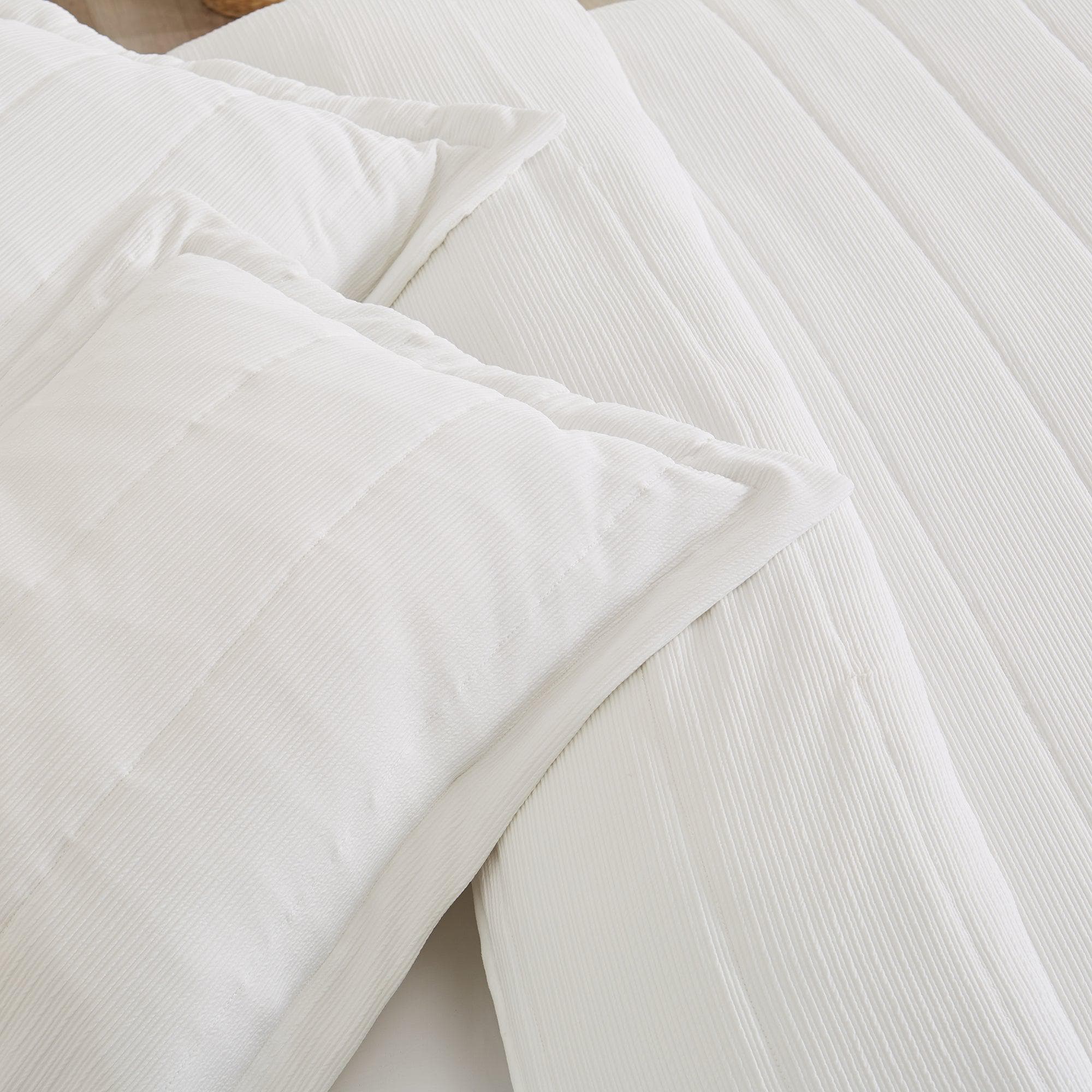 3 Piece Textured Striped Quilt Set - Ellie Collection