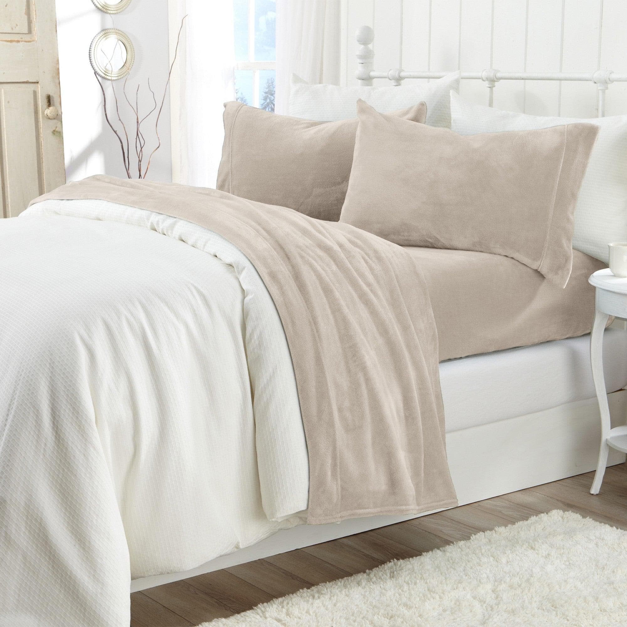 4-Piece Solid Plush Sheet - Velvet Luxe Collection