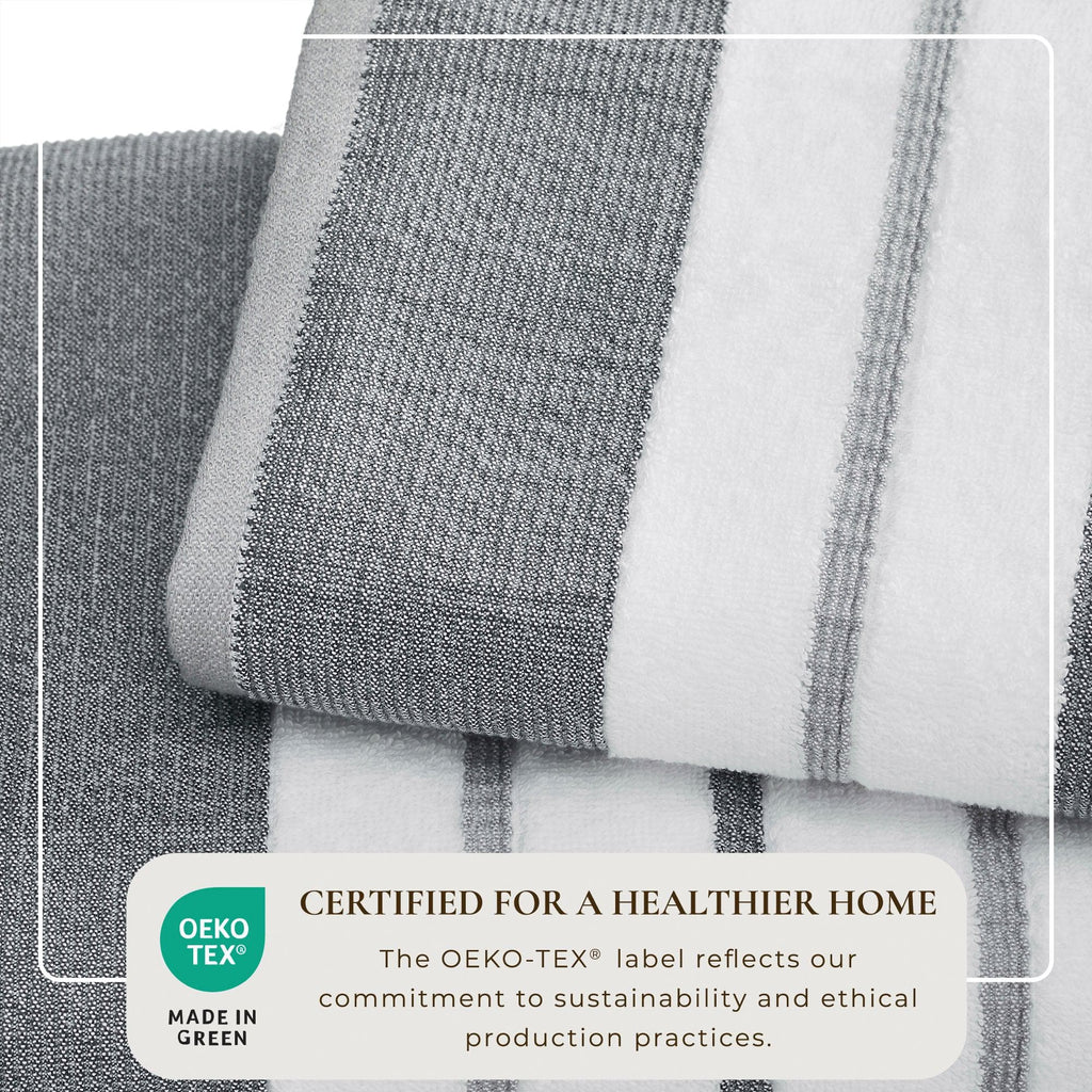 Decorative Cotton Stripe Bath Towel Set - Noelle Collection