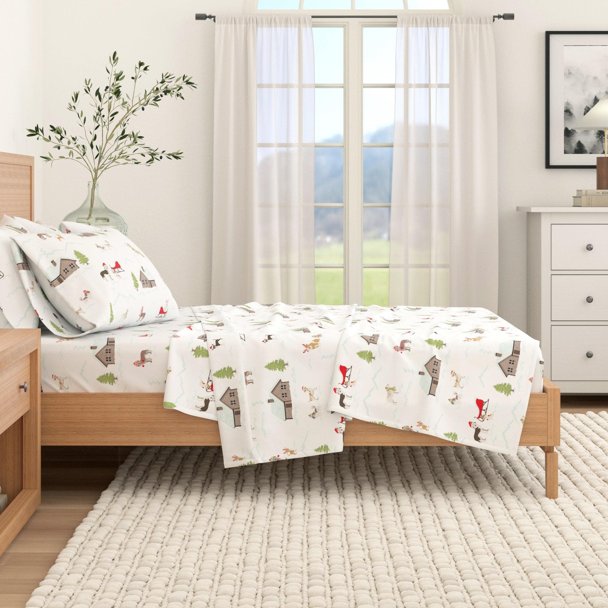 4-Piece Turkish Cotton Christmas Flannel Sheet - Whittaker Collection