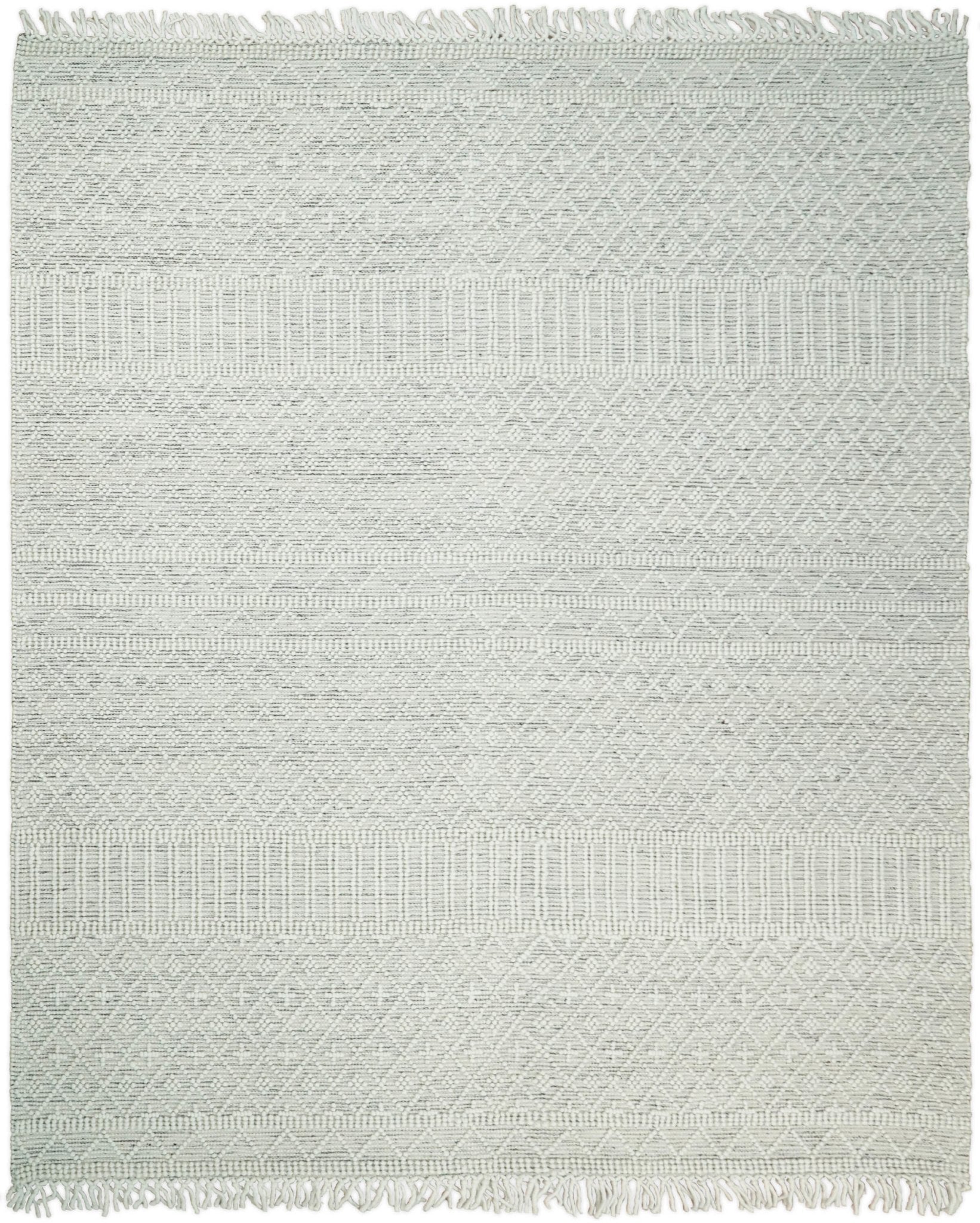 Flatwoven Dhurrie Woolen Chunky and Soft White Wool Area Rug, Living Room and Kids Rug | CAL1