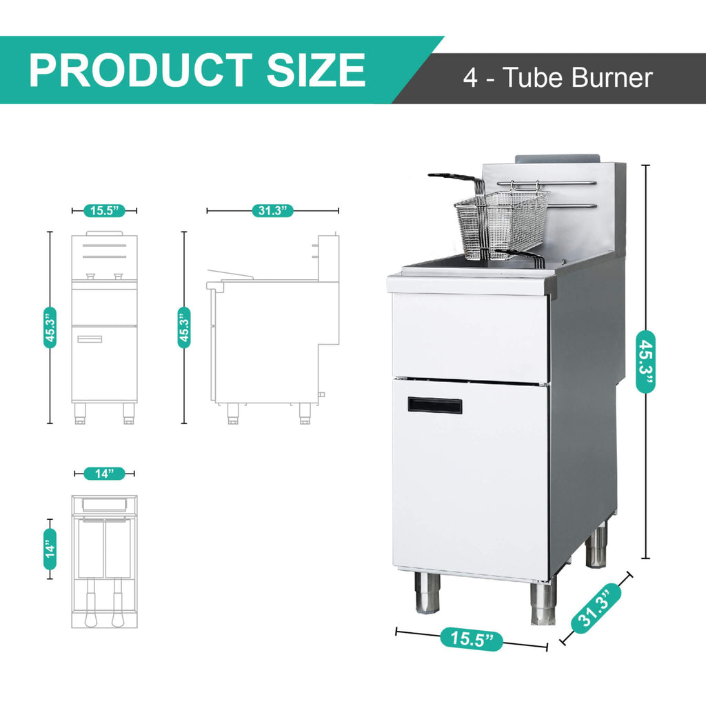 Heavy-Duty 120K BTU Commercial Stainless Steel 4-Burner Propane Deep Fryer (SAK64021)