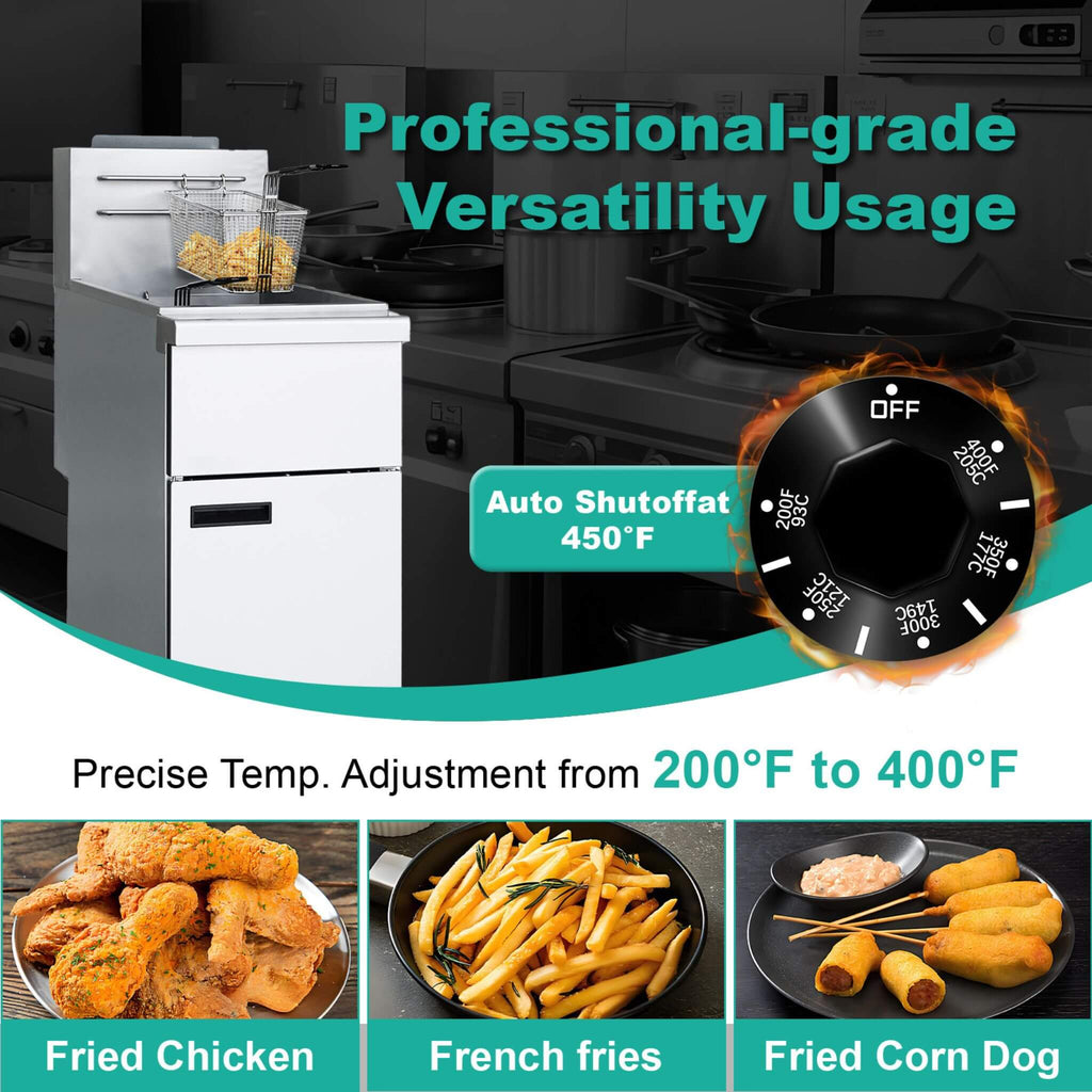 Heavy-Duty 120K BTU Commercial Stainless Steel 4-Burner Propane Deep Fryer (SAK64021)