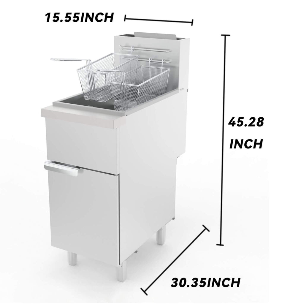 Heavy-Duty 120K BTU Commercial Stainless Steel Natural Gas Deep Fryer With Baskets (SAK97012)