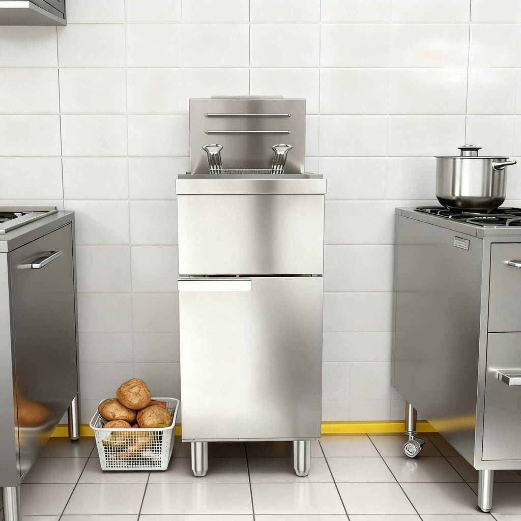 Heavy-Duty 120K BTU Commercial Stainless Steel Natural Gas Deep Fryer With Baskets (SAK97012)