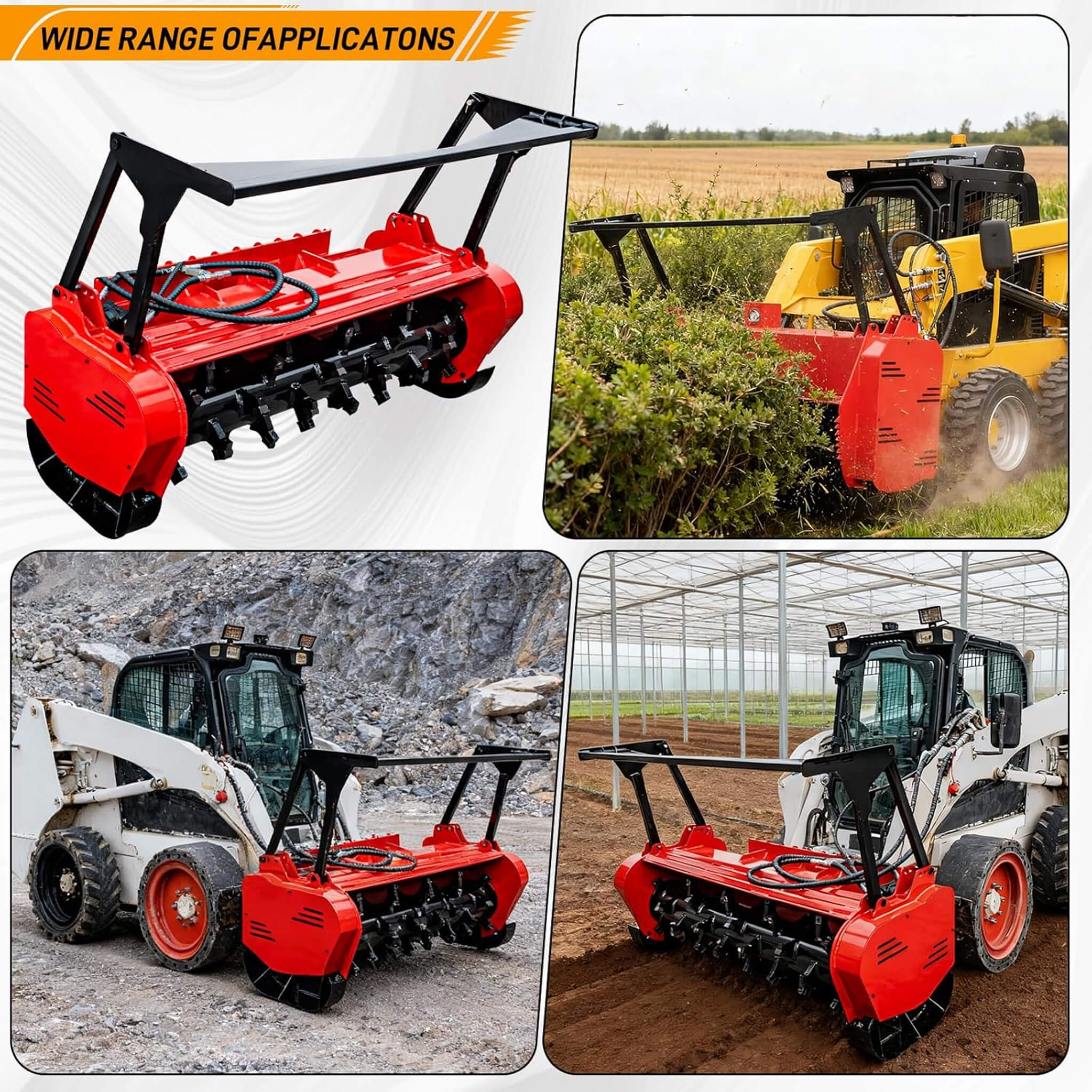 Heavy-Duty 46-Inch Drum Forestry Skid Steer Mulcher Attachment (SAK30495)