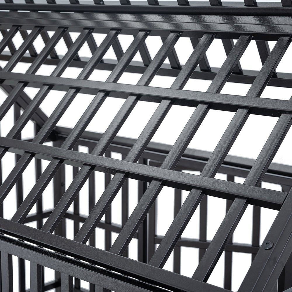Heavy Duty Carbon Steel Dog Kennel Cage Crate W/ Sloped Roof And Wheels, 48" (SAK73812)