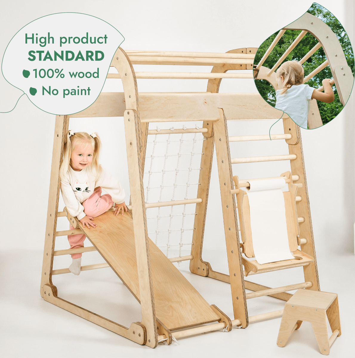 Indoor Playground for Children - 7in1 Playground + Swings Set + Slide Board + Art Set