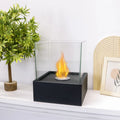 Square Tabletop Fire Bowl Pot with Four-Sided Glass
