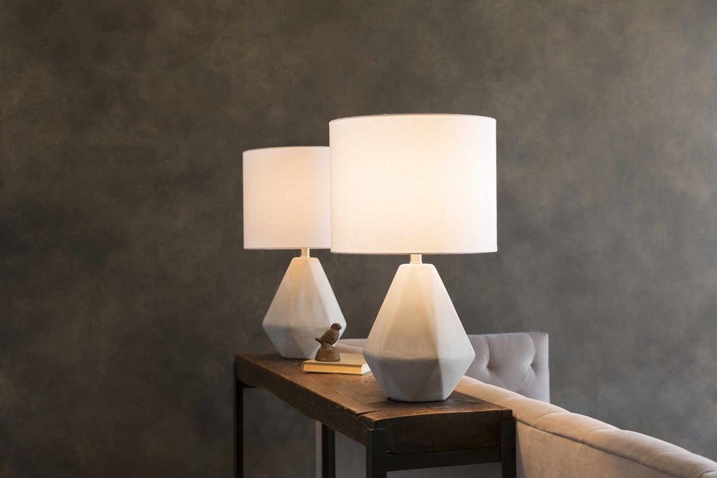 Keles Ribbed Ceramic Gray Table Lamp