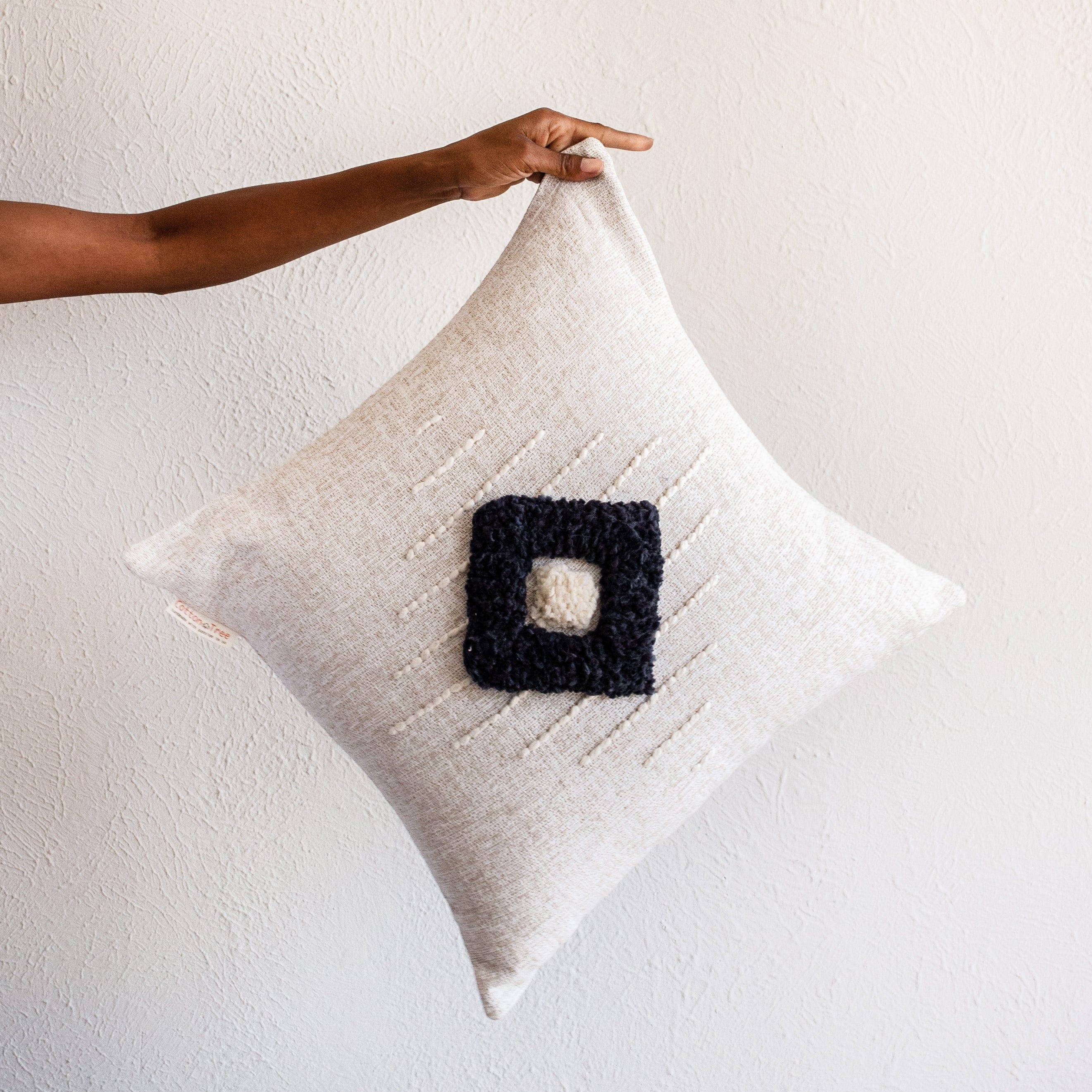 Khanya Throw Pillow in Grey and White