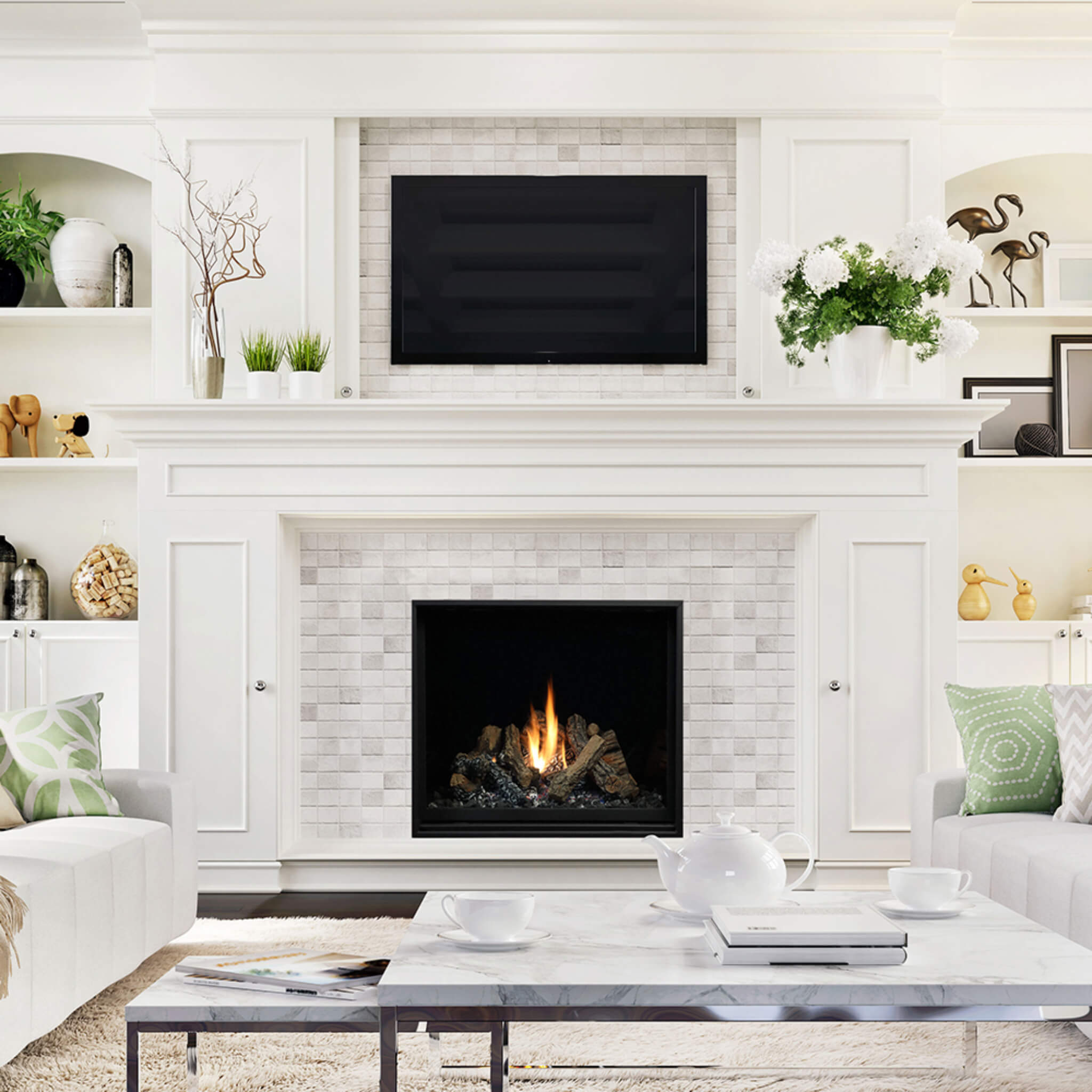 Kingsman ZCV 34" Zero Clearance Direct Vent Natural Gas Fireplace With Safety Screen Barrier (SAK39214)