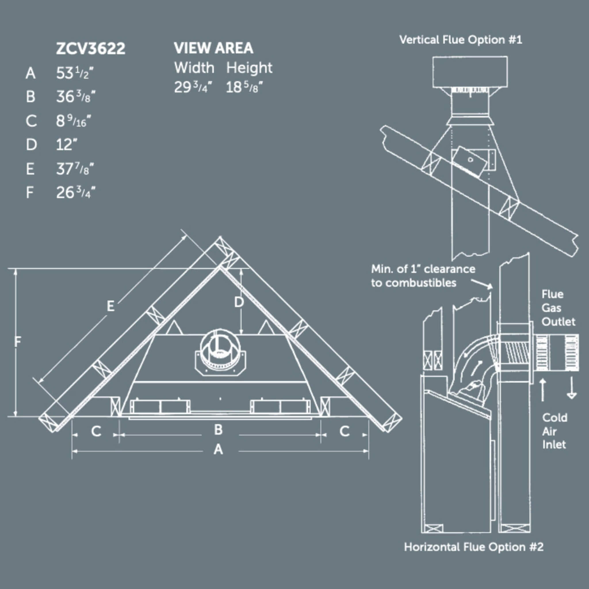 Kingsman Solara II ZCV 36" Zero Clearance Clean View Direct Vent Gas Fireplace (SAK85793)