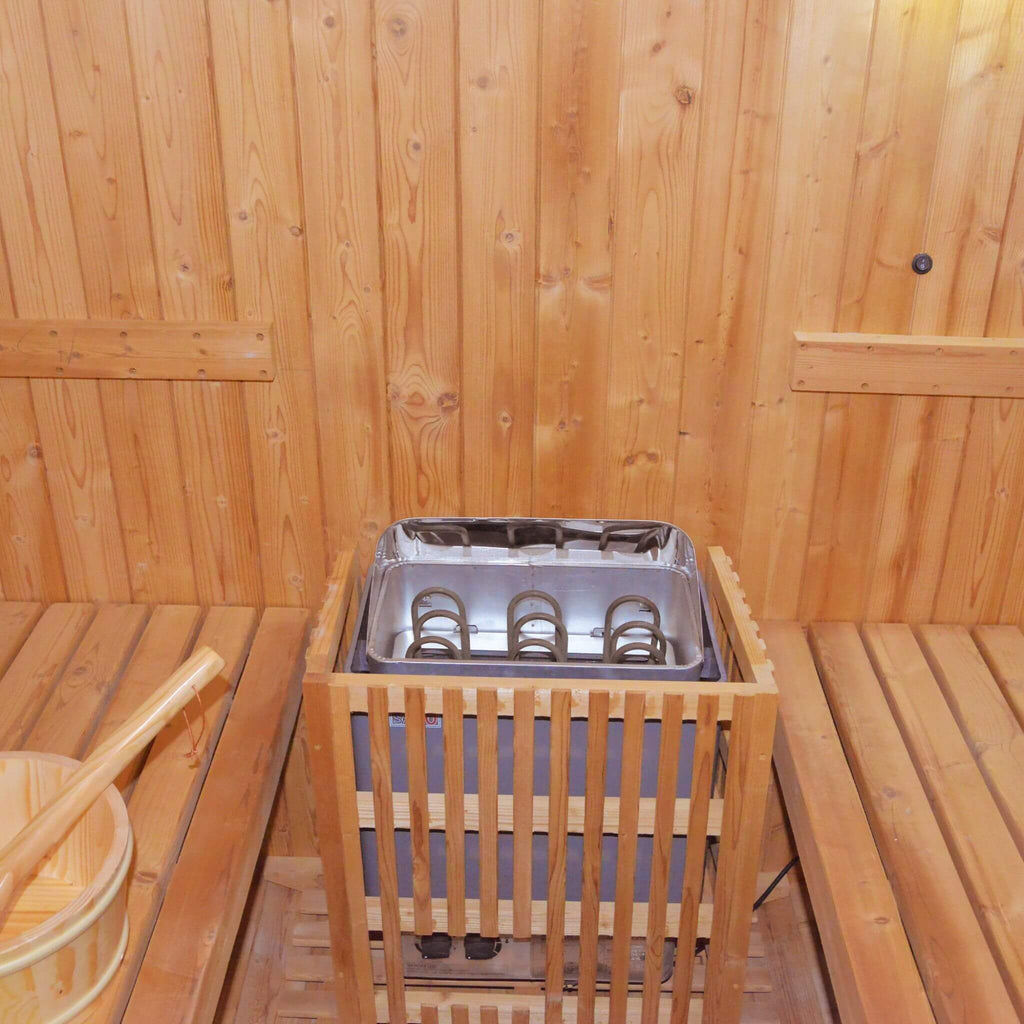 Thermora Large Premium American White Oak Outdoor Wooden Barrel Sauna With 4.5KW Sauna Heater (SAK45968)