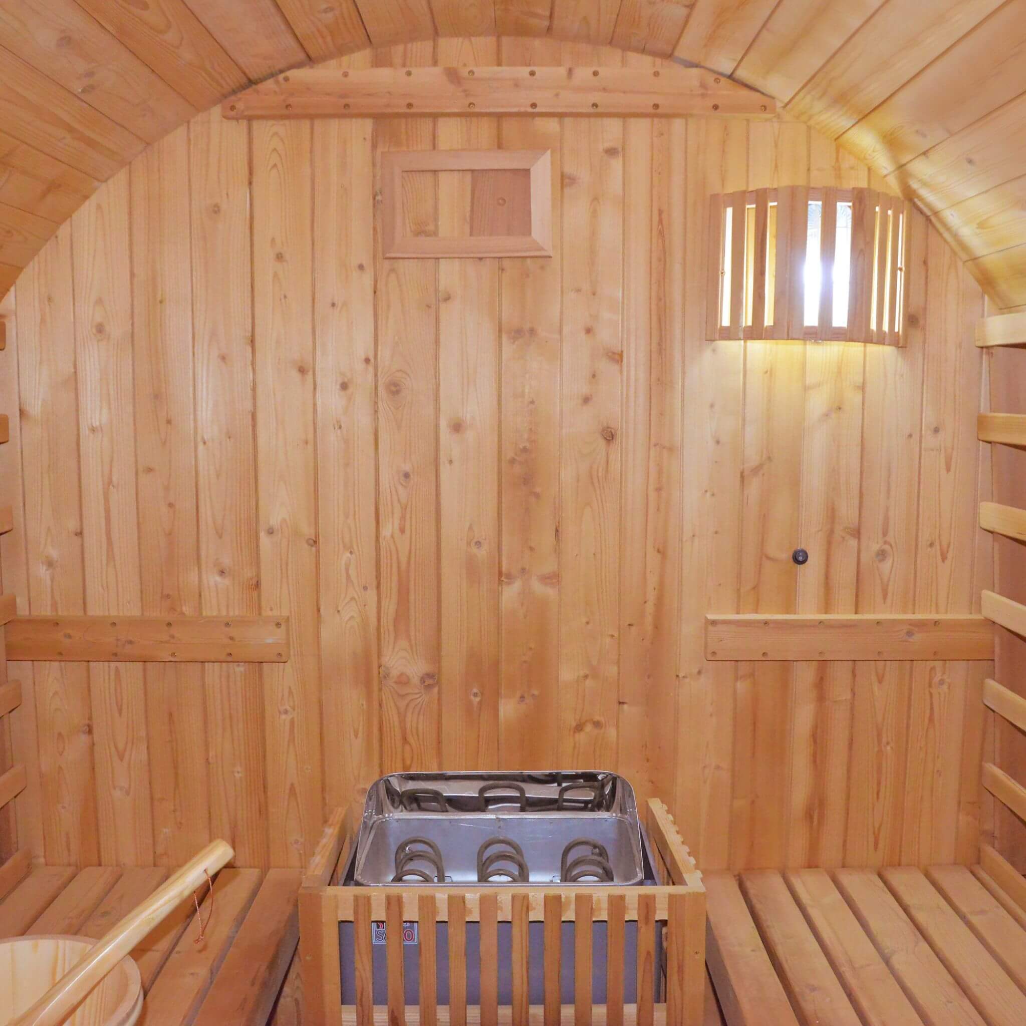 Thermora Large Premium American White Oak Outdoor Wooden Barrel Sauna With 4.5KW Sauna Heater (SAK45968)