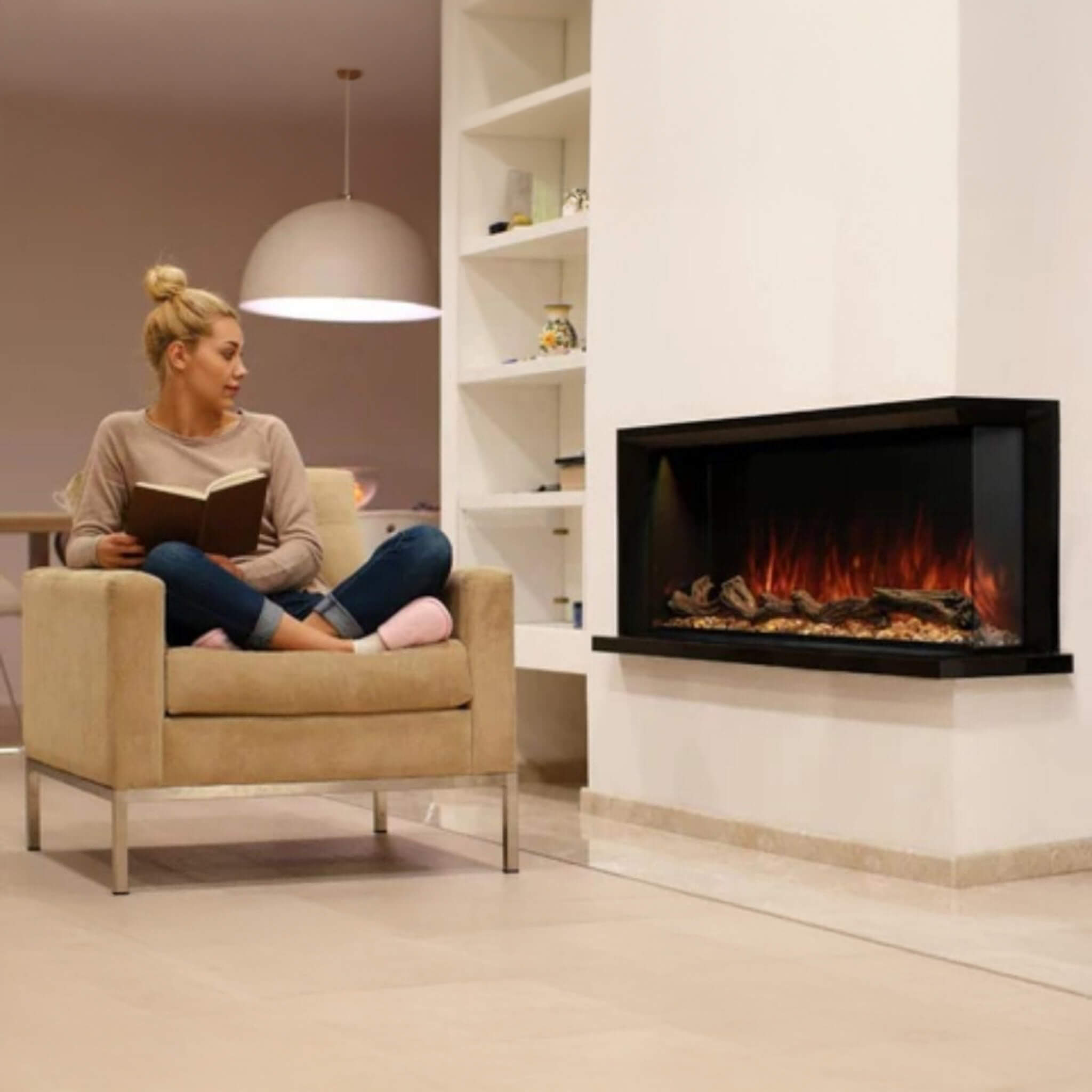 Modern Flames Landscape Pro Multi 56" Linear Multi-Sided Electric Fireplace With Hybrid Flame Technology [LPM-5616V2] (SAK67390)