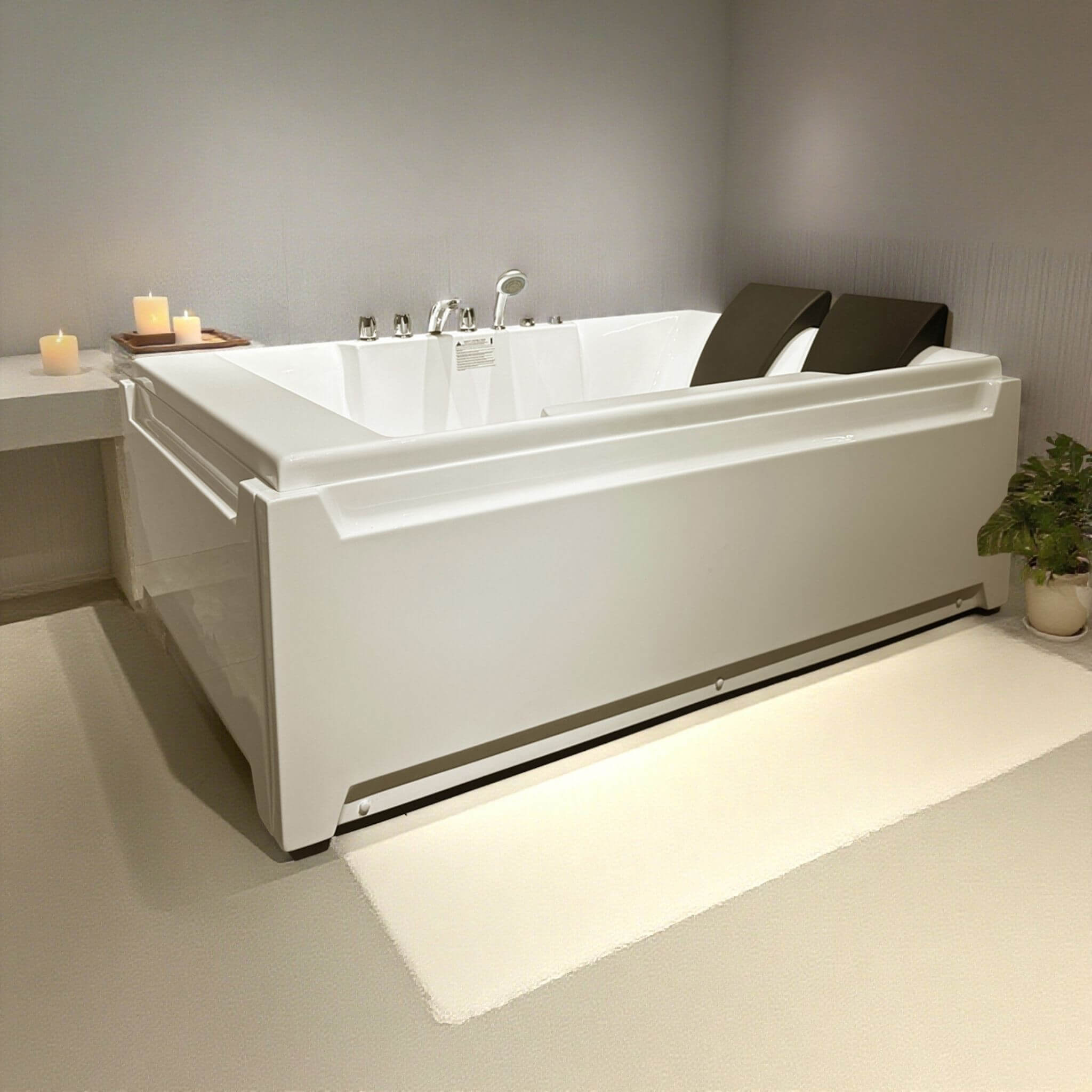 Alora 73-Inch Luxury 2-Person Whirlpool Hydro Massage Jetted Bathtub With Chromatherapy Lights (SAK58620)