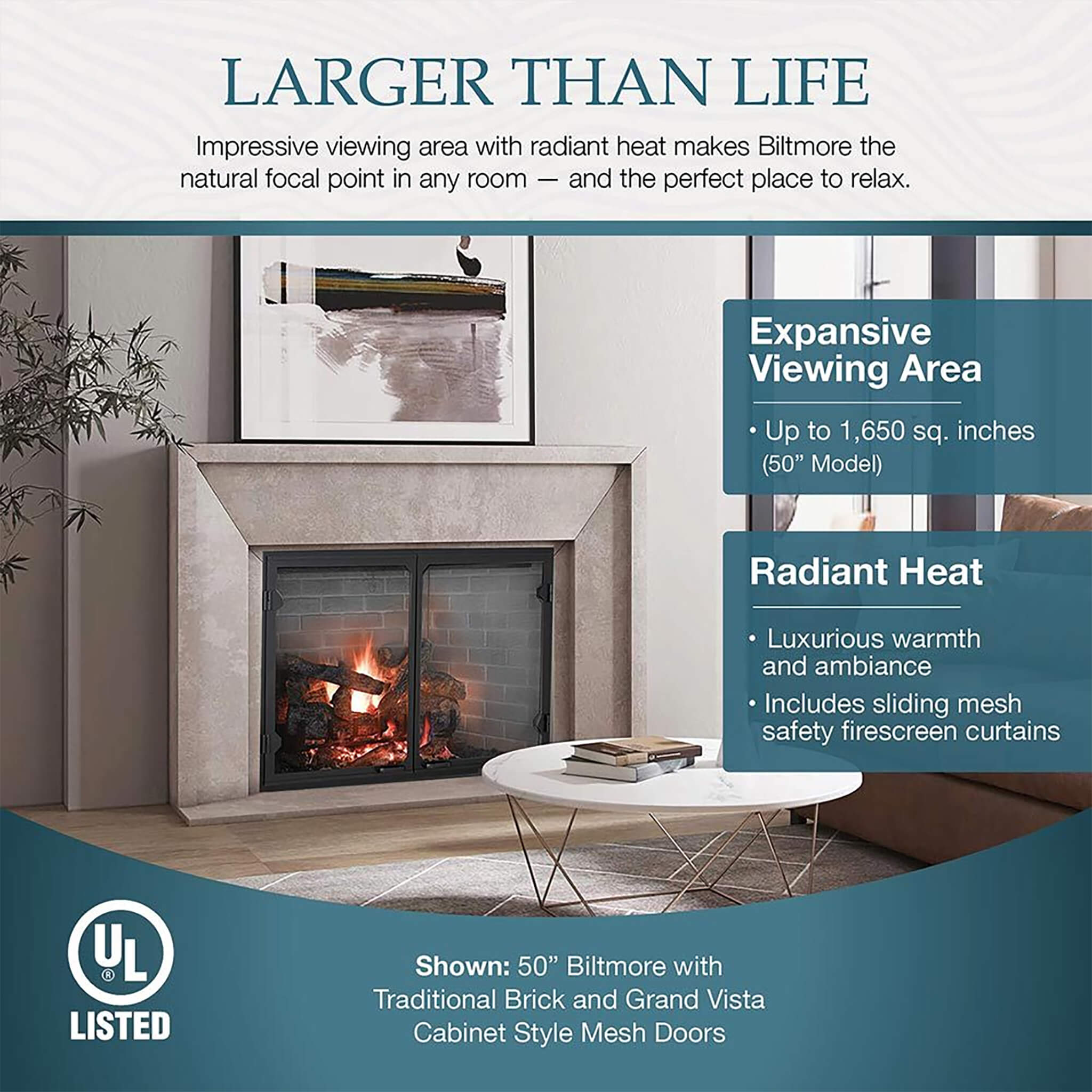 Majestic Biltmore 36" Herringbone Pattern Open Wood-Burning Fireplace [SB60HB] (SAK62147)