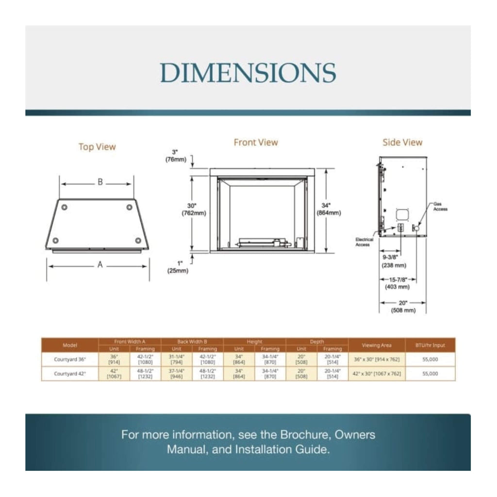 Majestic Courtyard 55K BTU 42" Traditional Outdoor Gas Fireplace With Stacked Concrete Refractory [ODCOUG-42TS] (SAK75312)