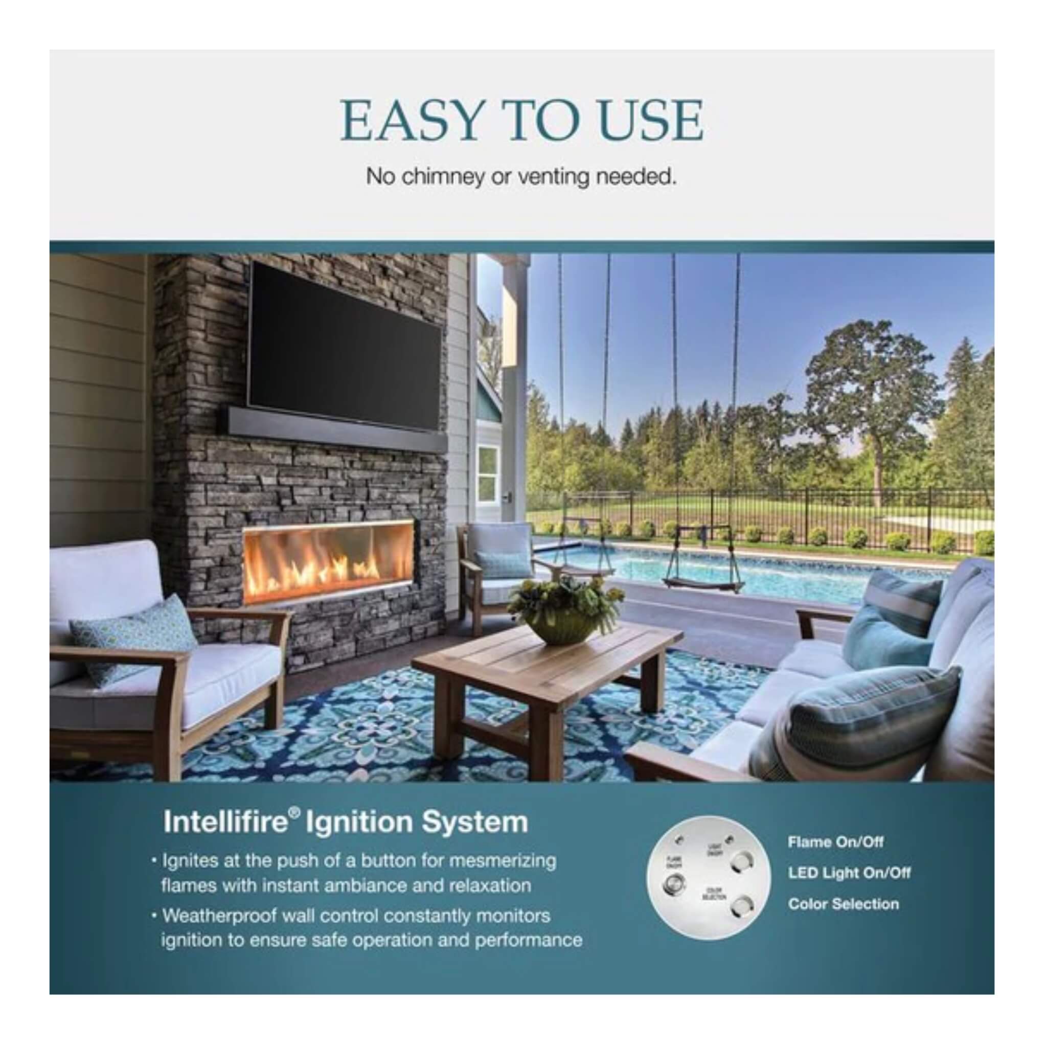 Majestic Lanai 48" Single Sided Linear Outdoor Gas Fireplace [ODLANAIG-48] (SAK95127)