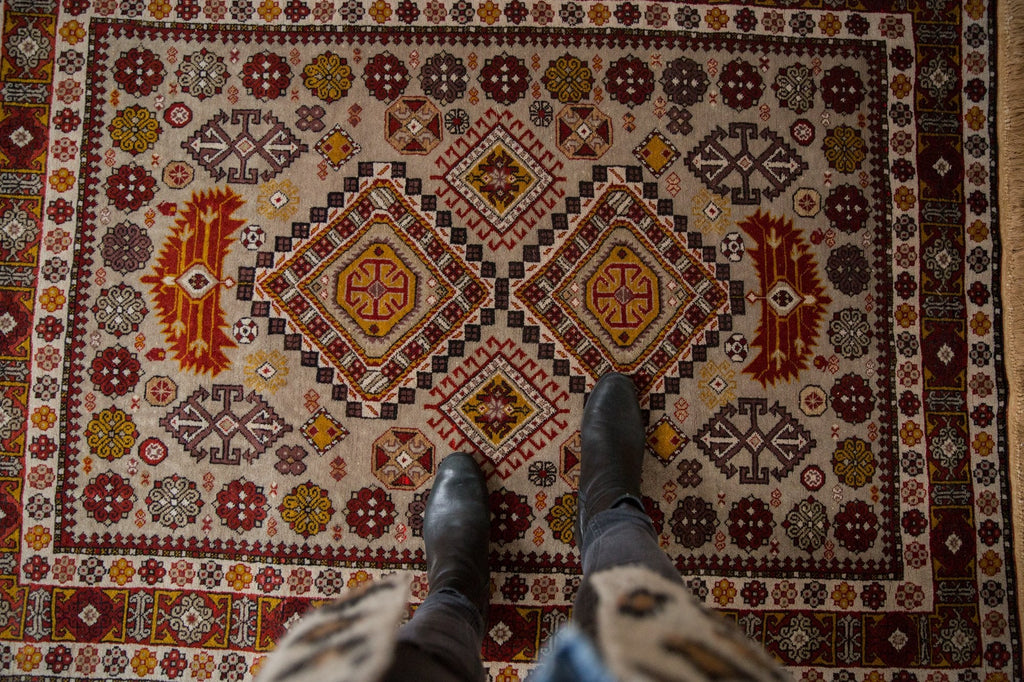 4x5.5 Vintage Romanian Shirvan Design Rug