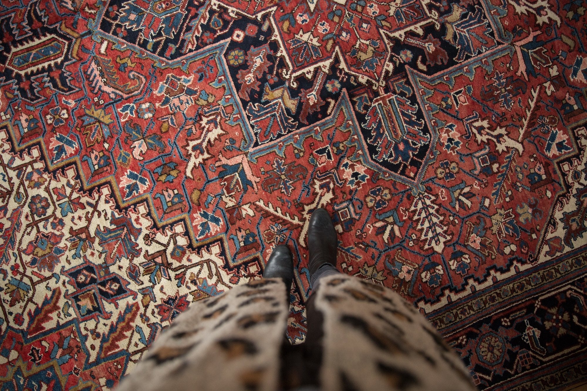 11.5x12.5 Vintage Heriz Square Carpet