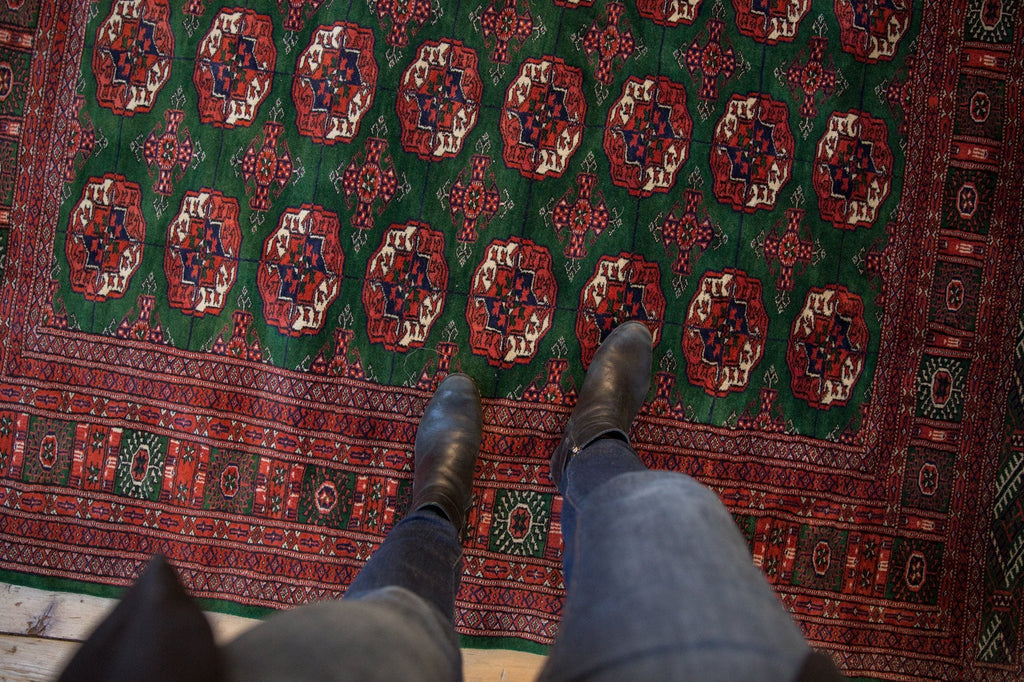 6x6.5 Vintage Fine Pakistani Bokhara Design Square Carpet
