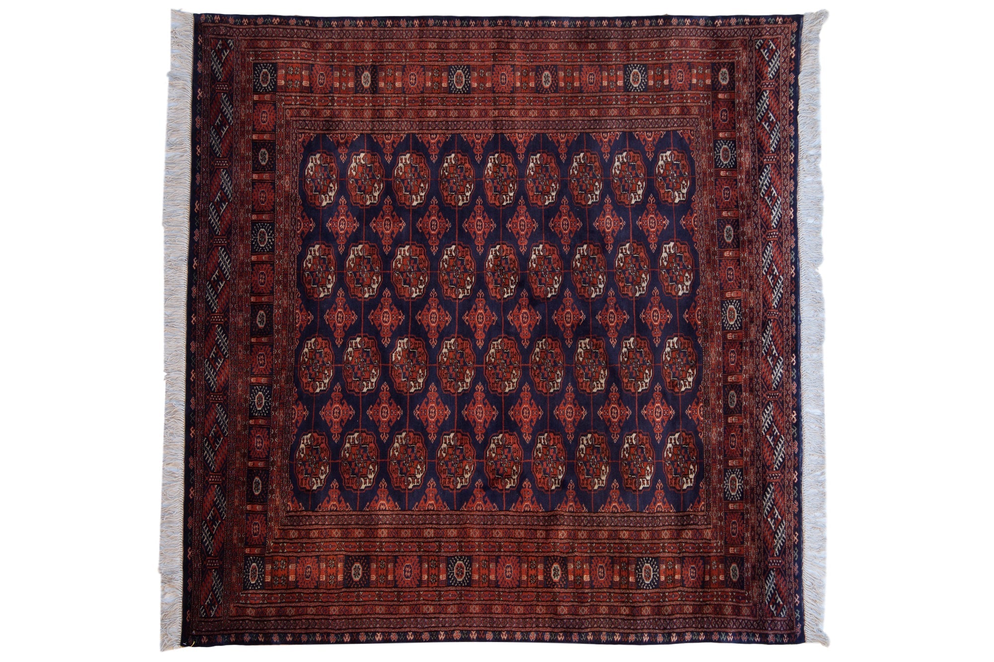 6.5x6.5 Vintage Fine Pakistani Bokhara Design Square Carpet