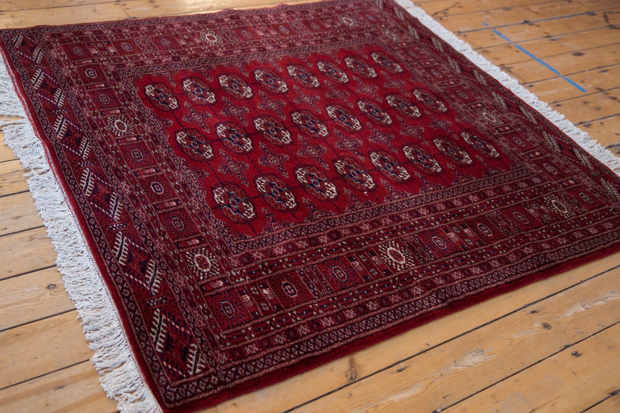 5x5.5 Vintage Fine Pakistani Bokhara Design Square Rug