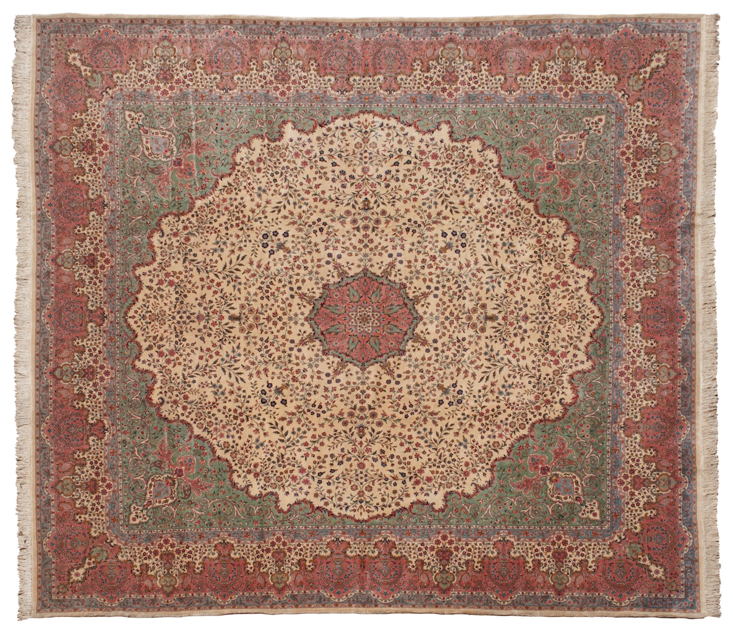 17x19 Vintage Bulgarian Kerman Design Square Carpet