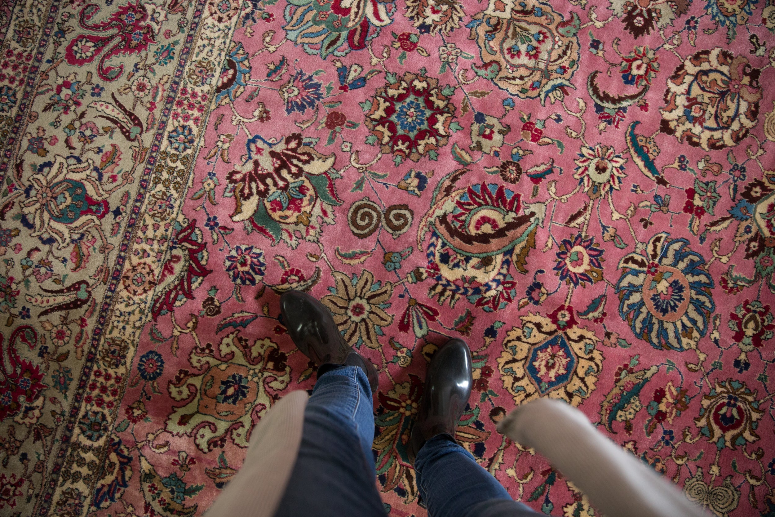 12x13.5 Vintage Tabriz Square Carpet