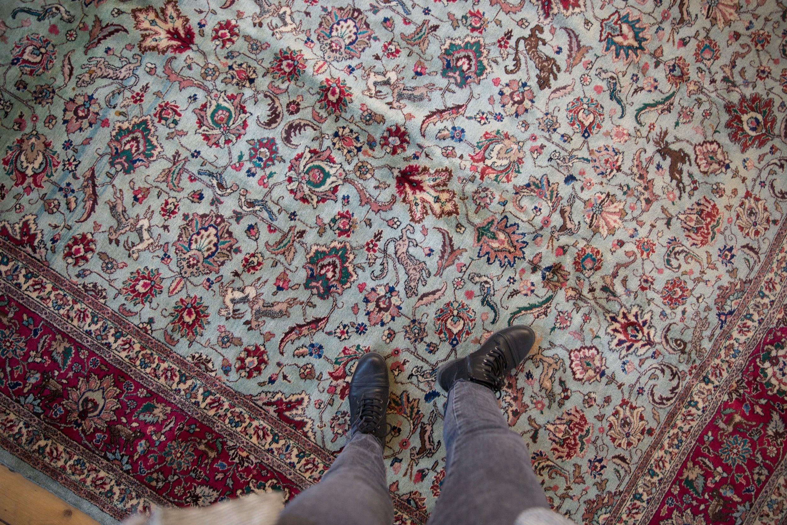 11.5x12 Vintage Tabriz Square Carpet