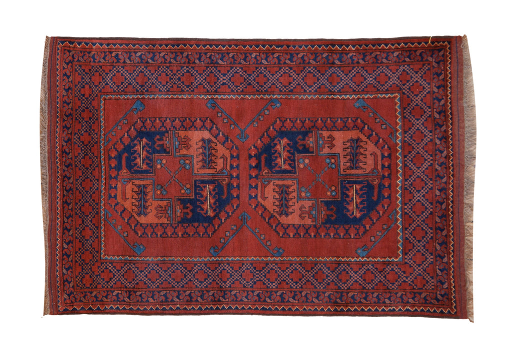 3.5x5 Vintage Pakistani Ersari Design Rug