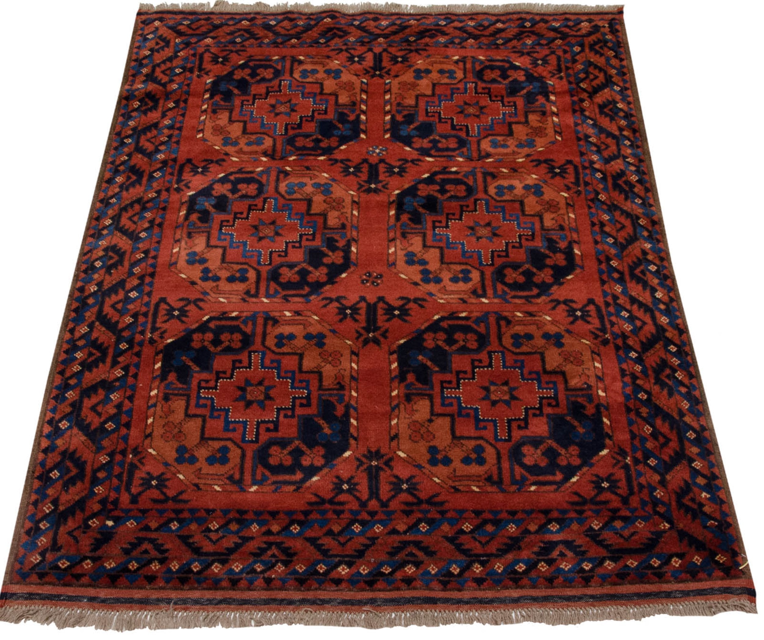 3.5x5 Vintage Pakistani Ersari Design Rug