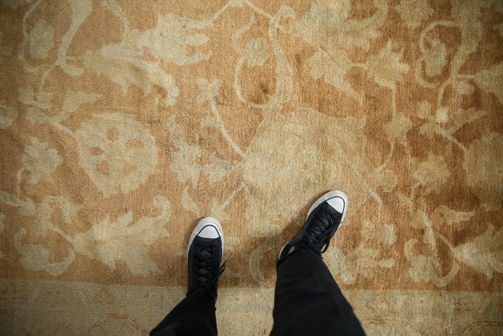 10x14 Vintage Gold Wash Indian Oushak Design Carpet