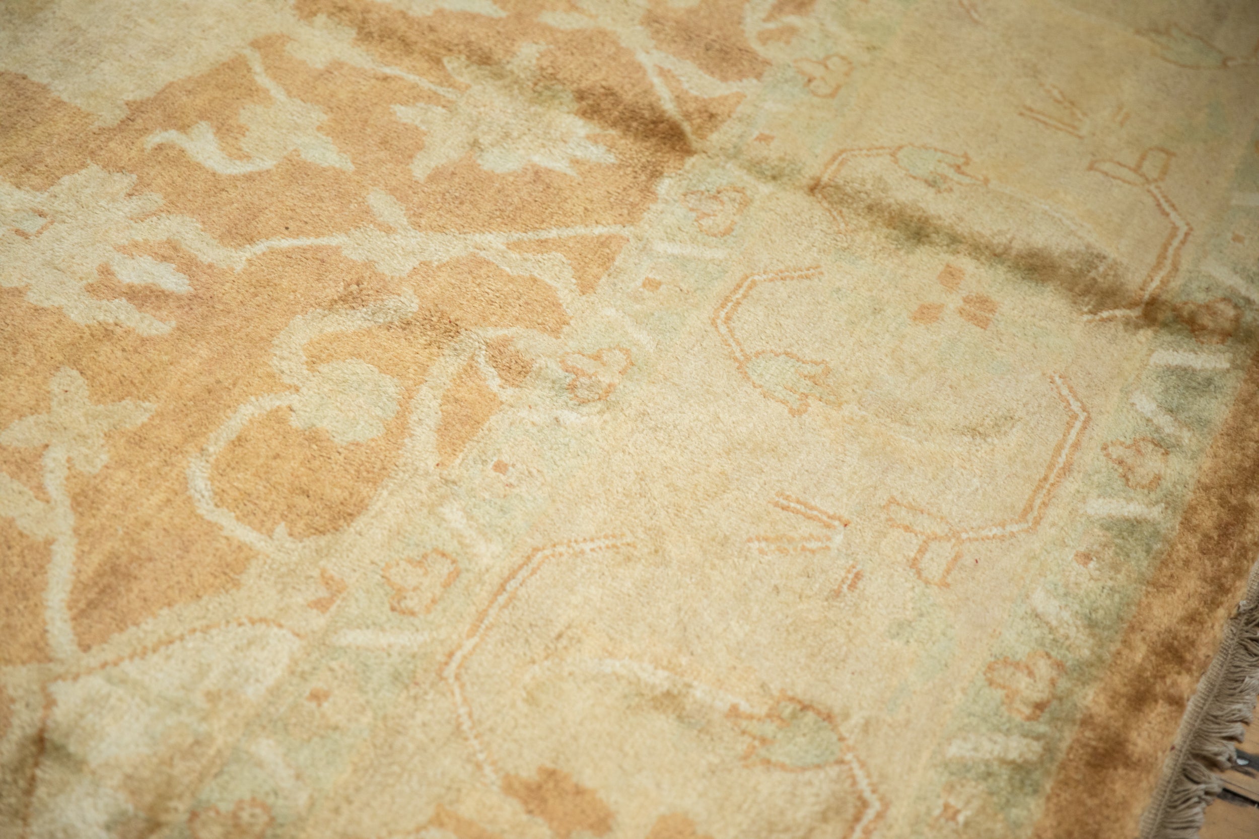10x14 Vintage Gold Wash Indian Oushak Design Carpet