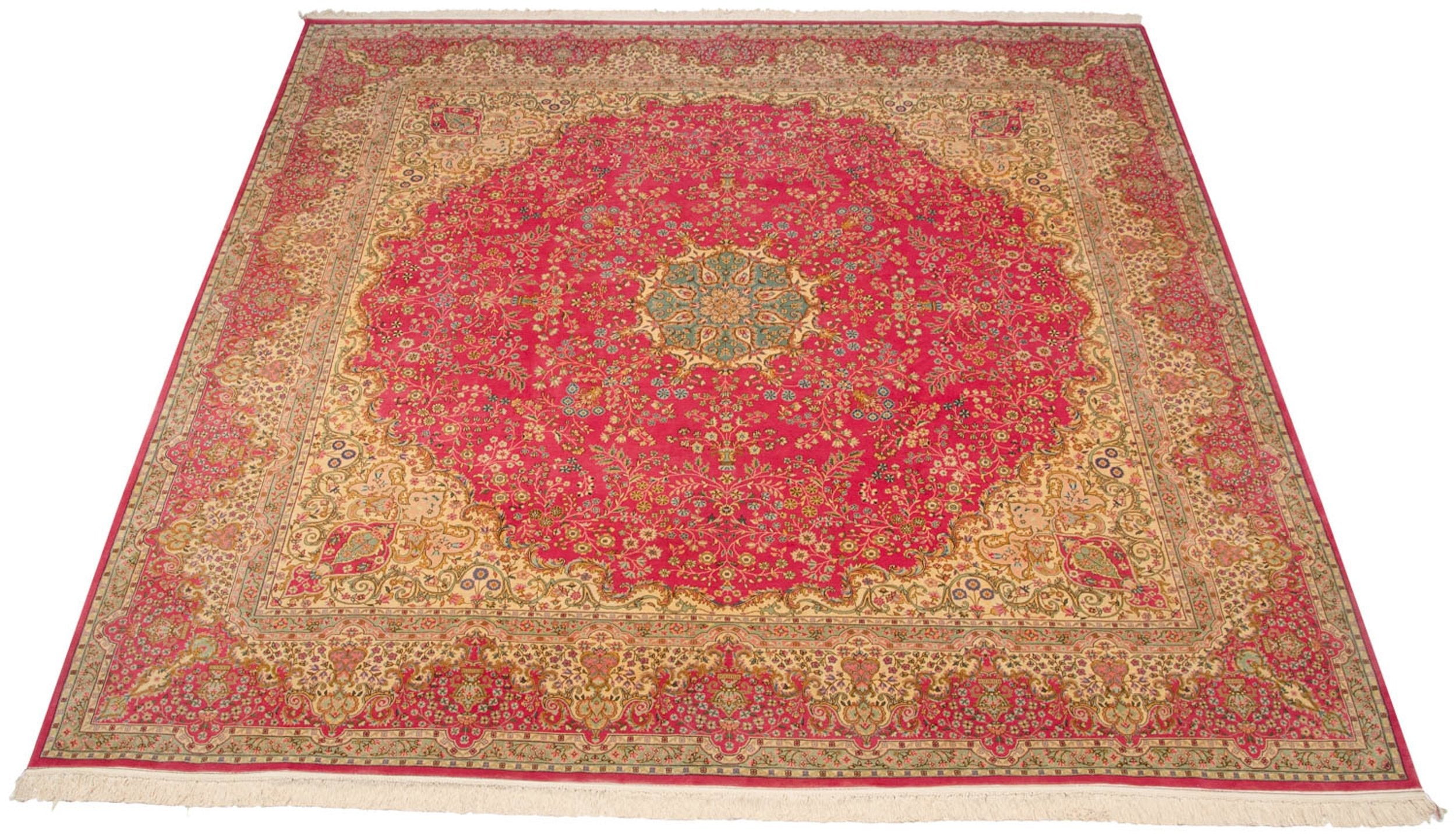12x12.5 Vintage Bulgarian Kerman Design Square Carpet