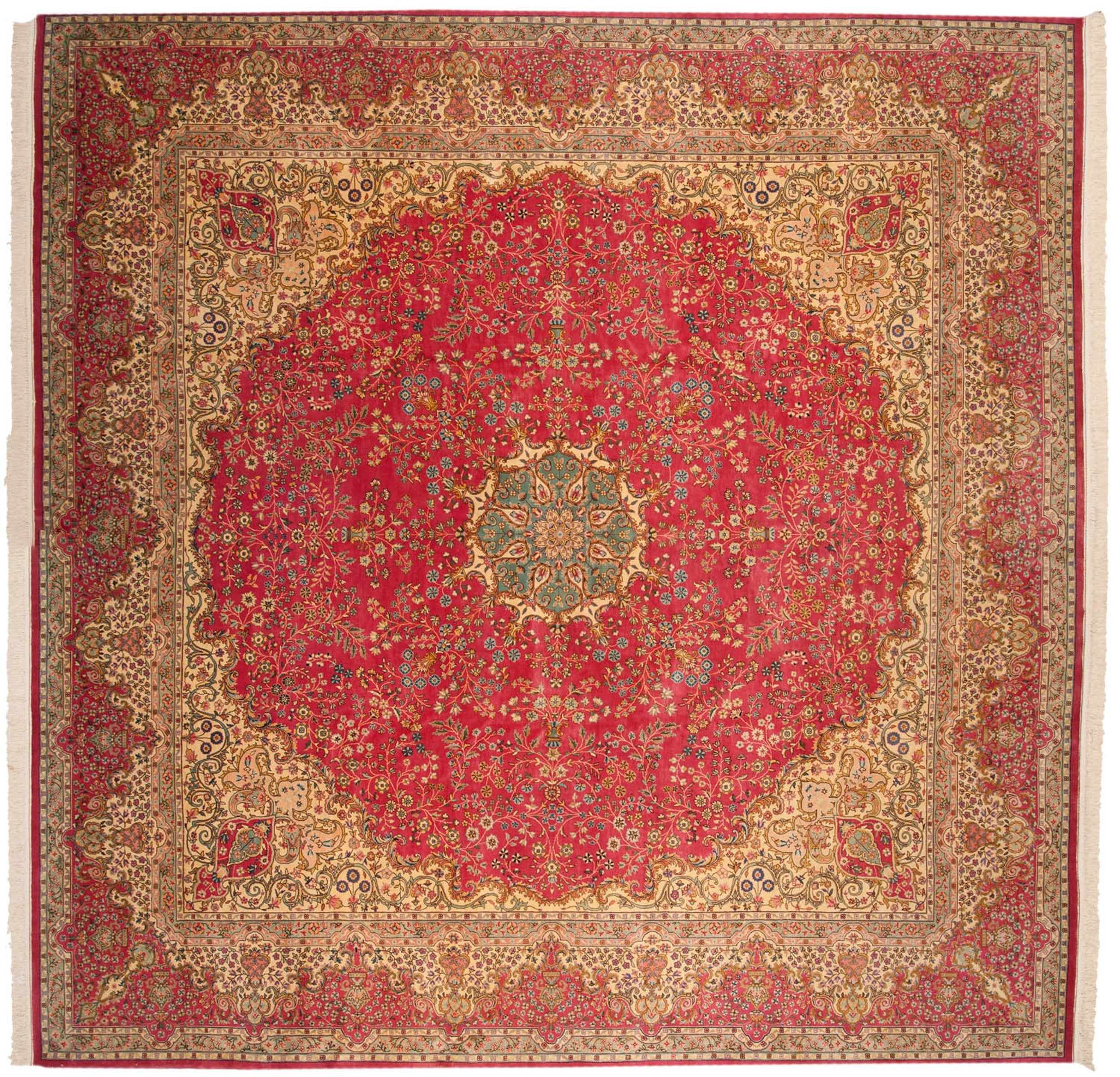 12x12.5 Vintage Bulgarian Kerman Design Square Carpet