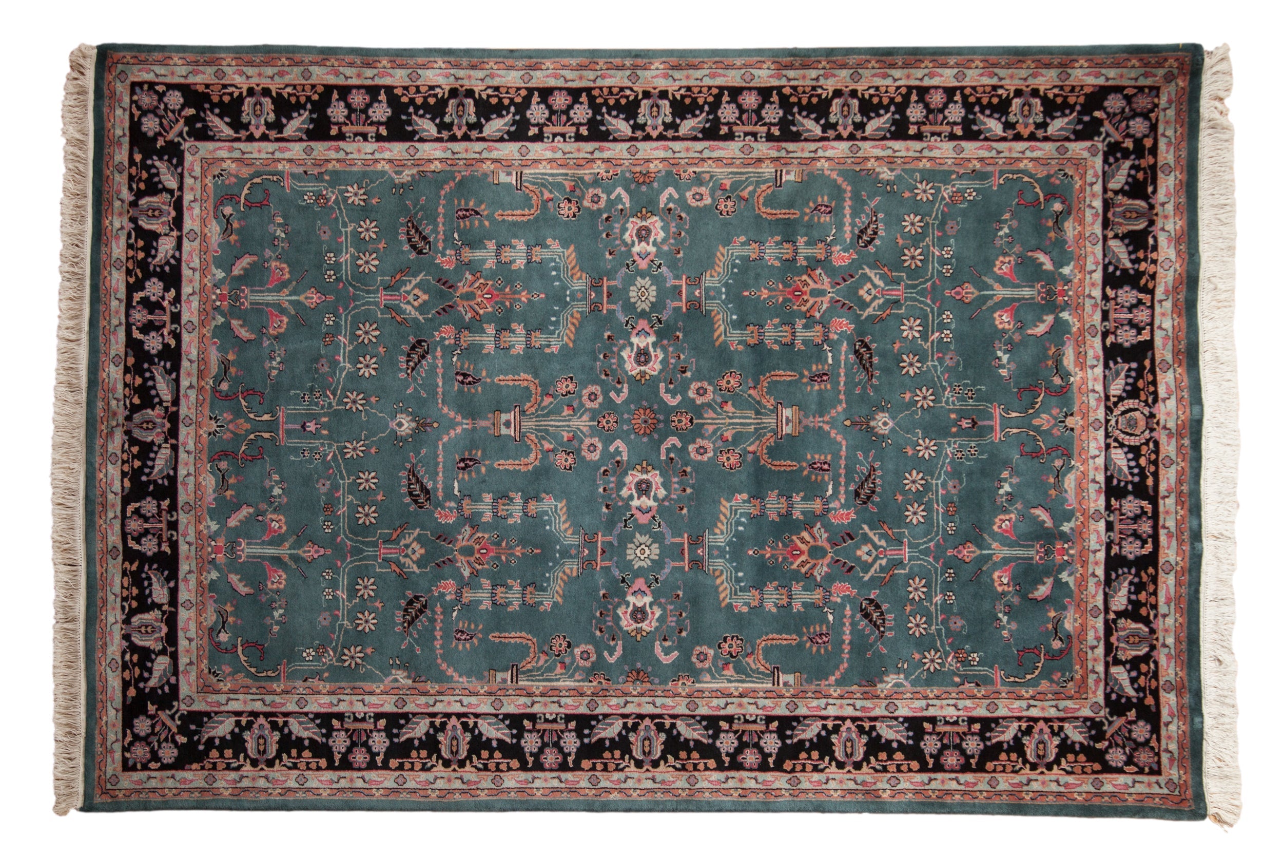 6x9 Vintage Indian Mohajeran Sarouk Design Carpet