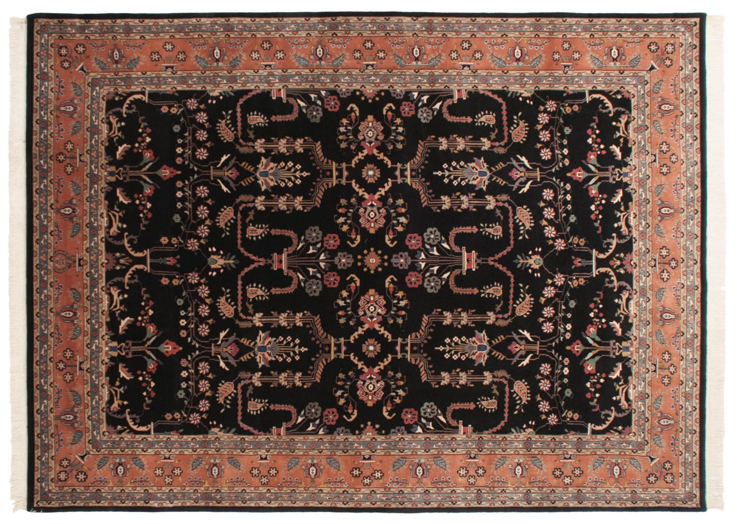 10x13.5 Vintage Indian Mohajeran Sarouk Design Carpet