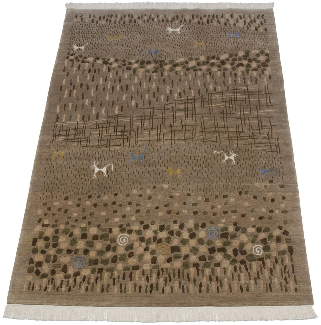 6x9 New Indian Folk Art Design Carpet