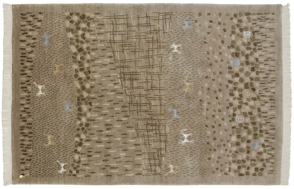 6x9 New Indian Folk Art Design Carpet