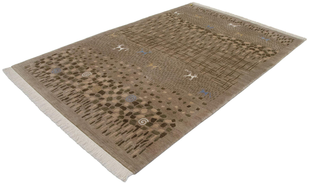 6x9 New Indian Folk Art Design Carpet