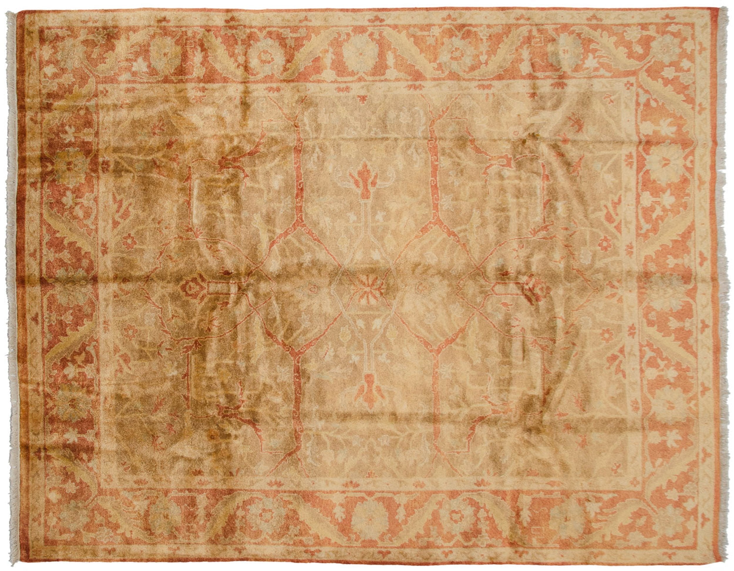 8x10 New Gold Wash Indian Oushak Design Carpet